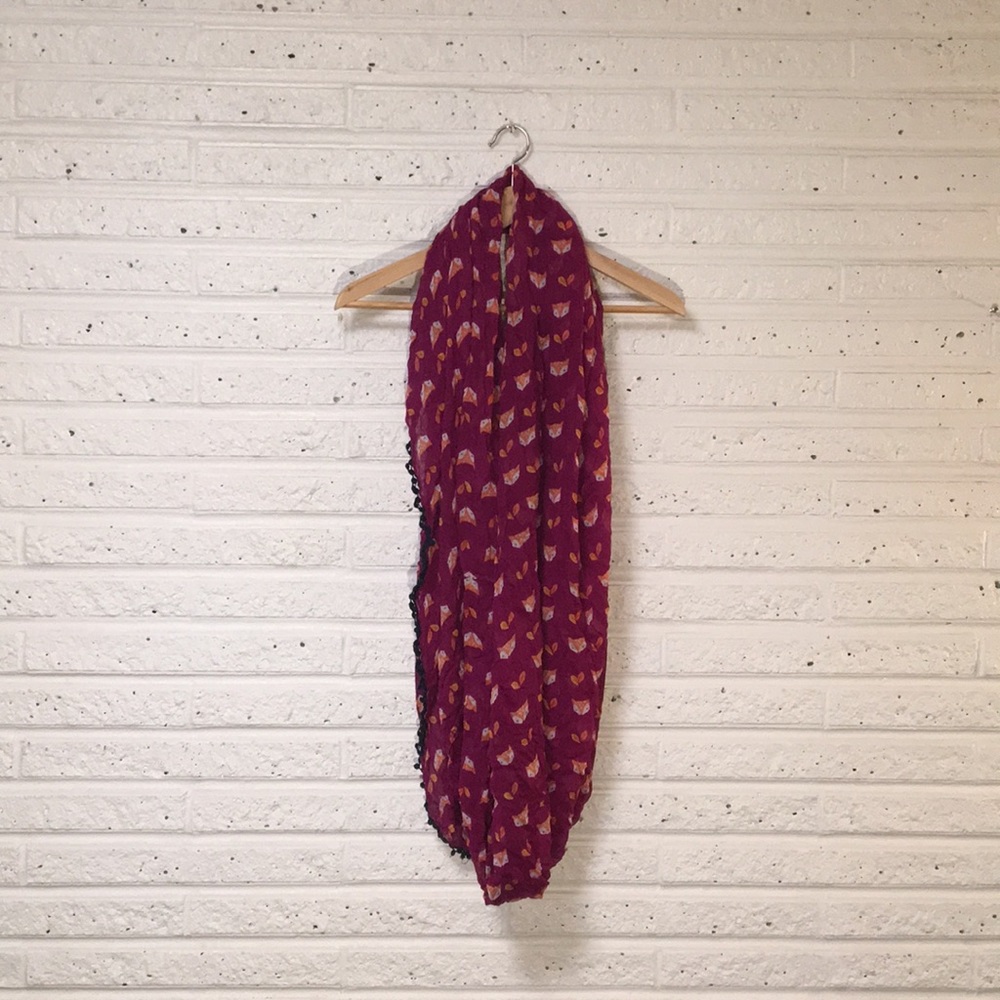 Infinity Scarf with Cute Fox Pattern